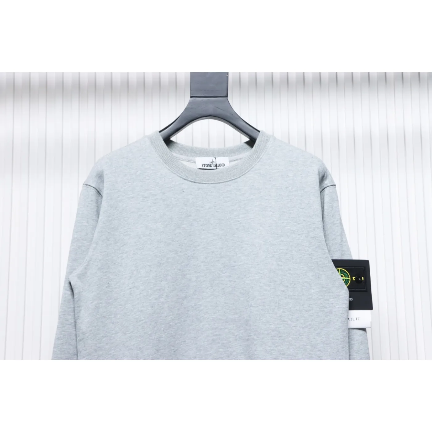 Stone Island Classic Logo Sleeve Patch Crewneck Gray