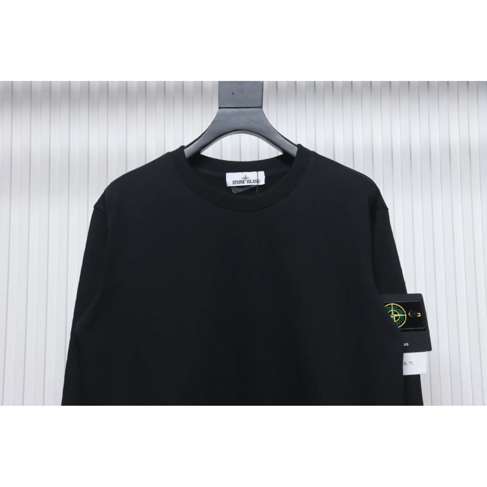 Stone Island Classic Logo Sleeve Patch Crewneck Black