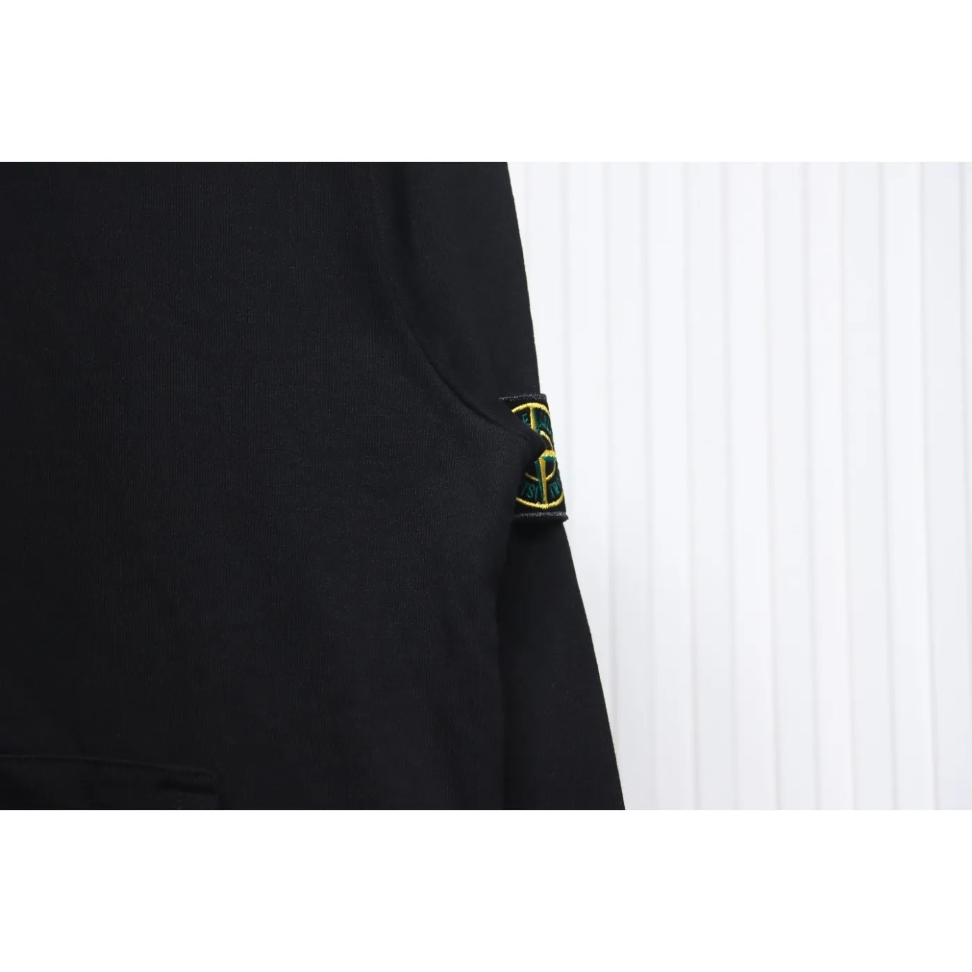 Stone Island Classic Logo Sleeve Patch Hoodie Black
