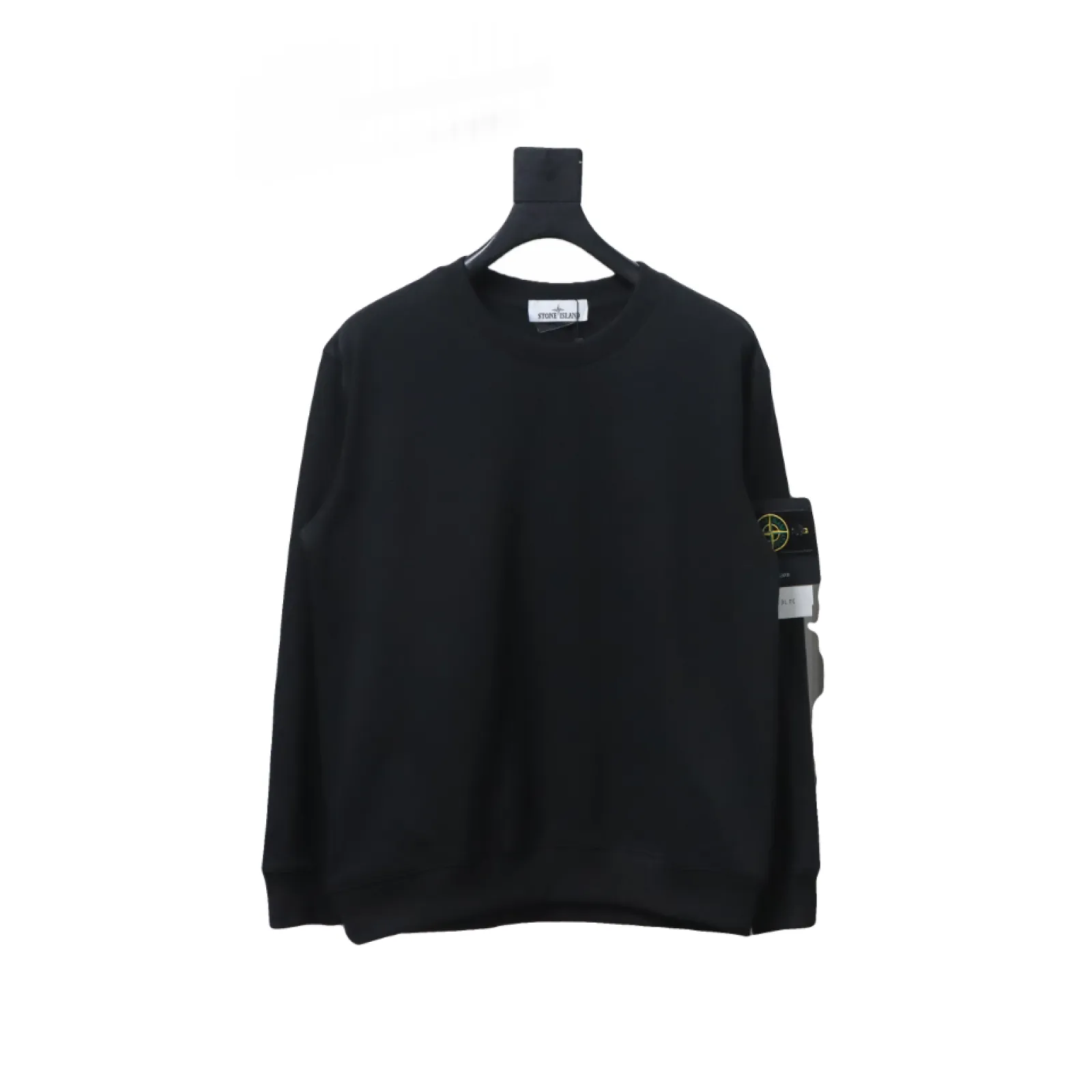 Stone Island Classic Logo Sleeve Patch Crewneck Black
