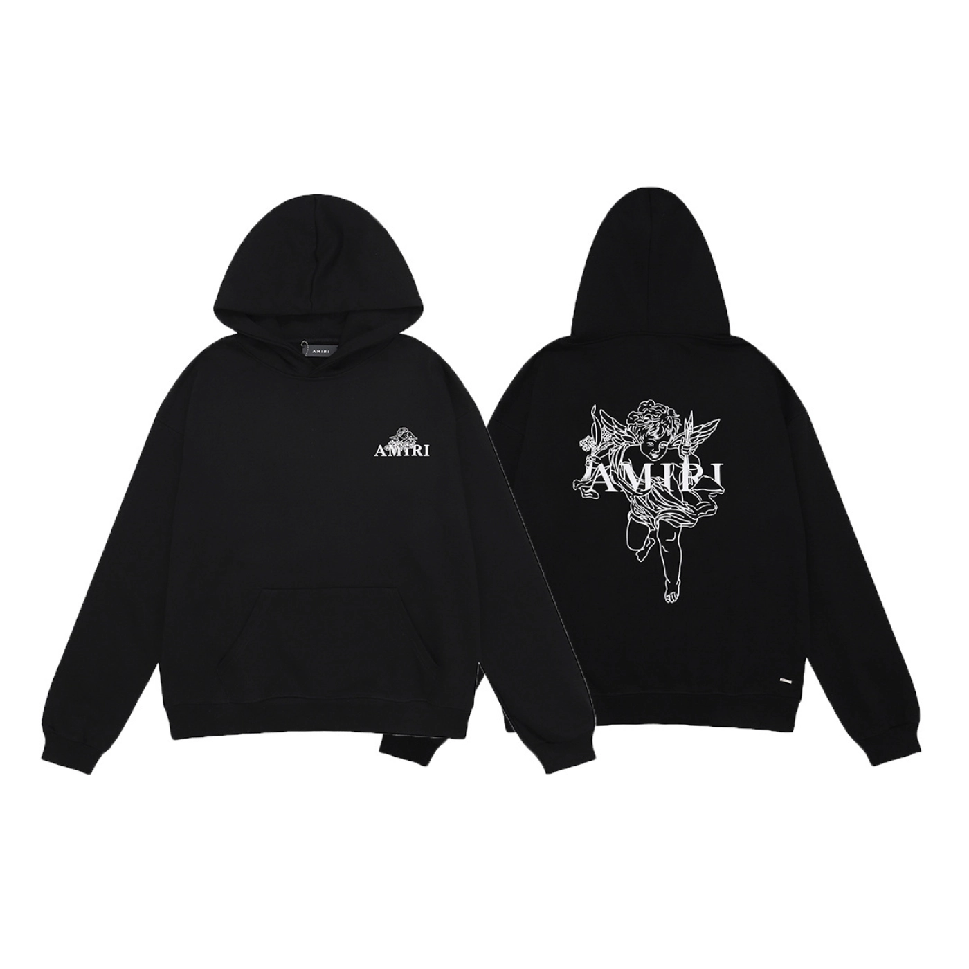 AMIRI Cupid Angel Print Hoodie Black