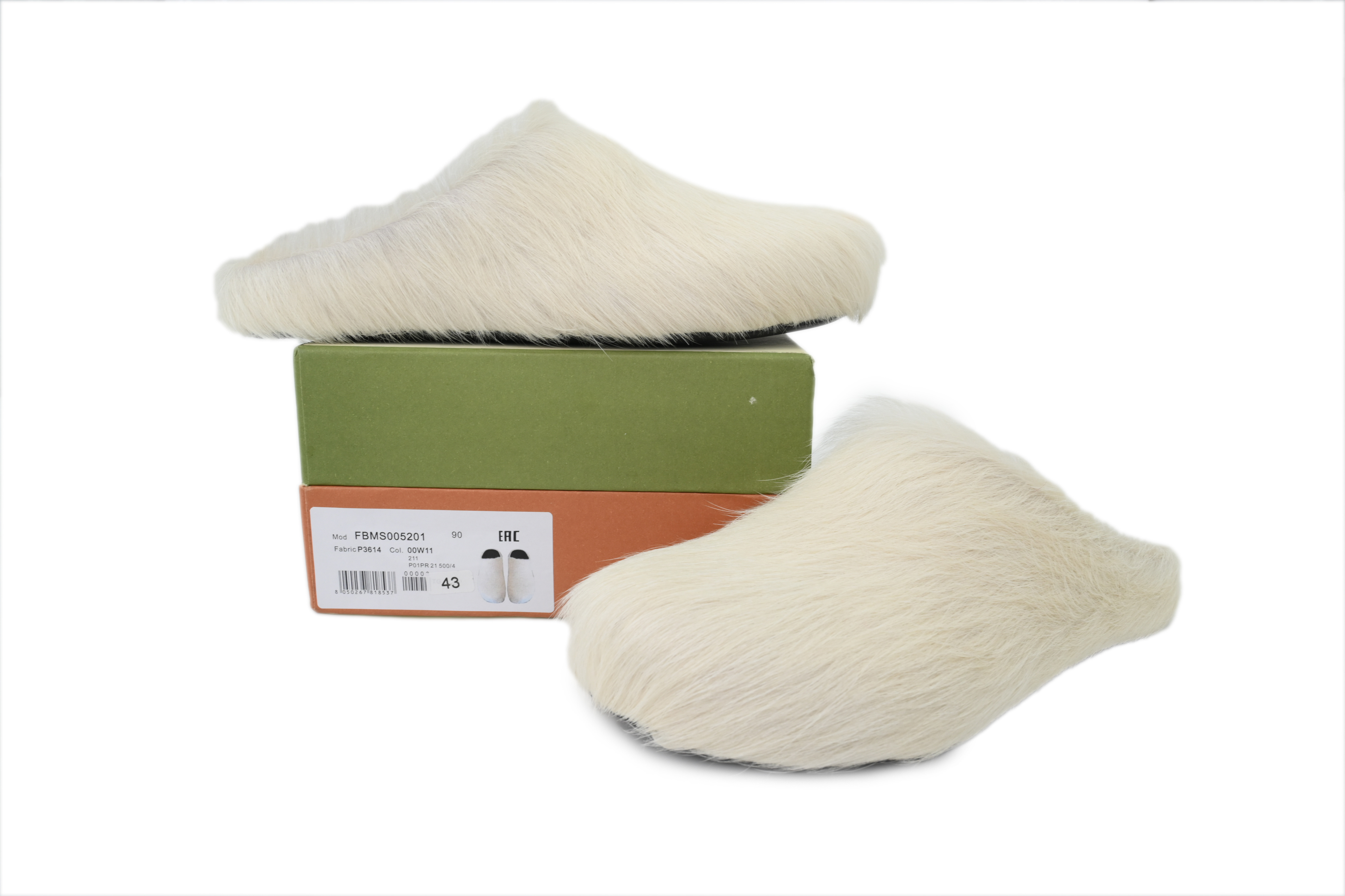 Marni Loafers Long-hair Calfskin Fussbett White Slippers