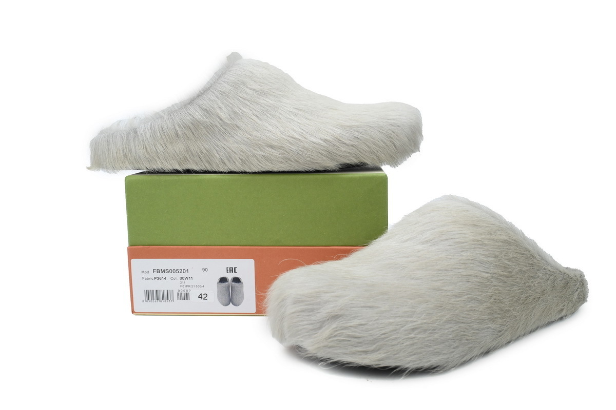 Marni Loafers Long-hair Calfskin Fussbett Grey Slippers