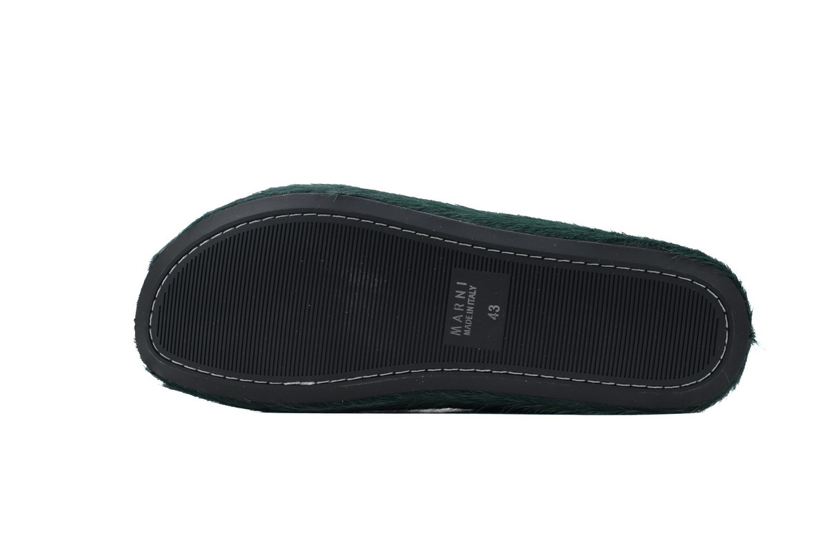 Marni Loafers Long-hair Calfskin Fussbett Sabot Deep Green Slippers