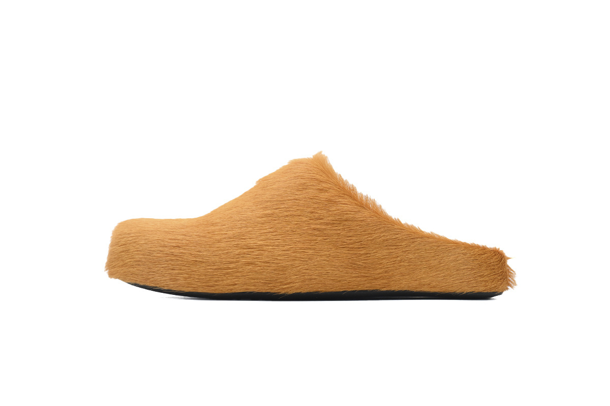 Marni Loafers Long-hair Calfskin Fussbett Yellowish Brown Slippers
