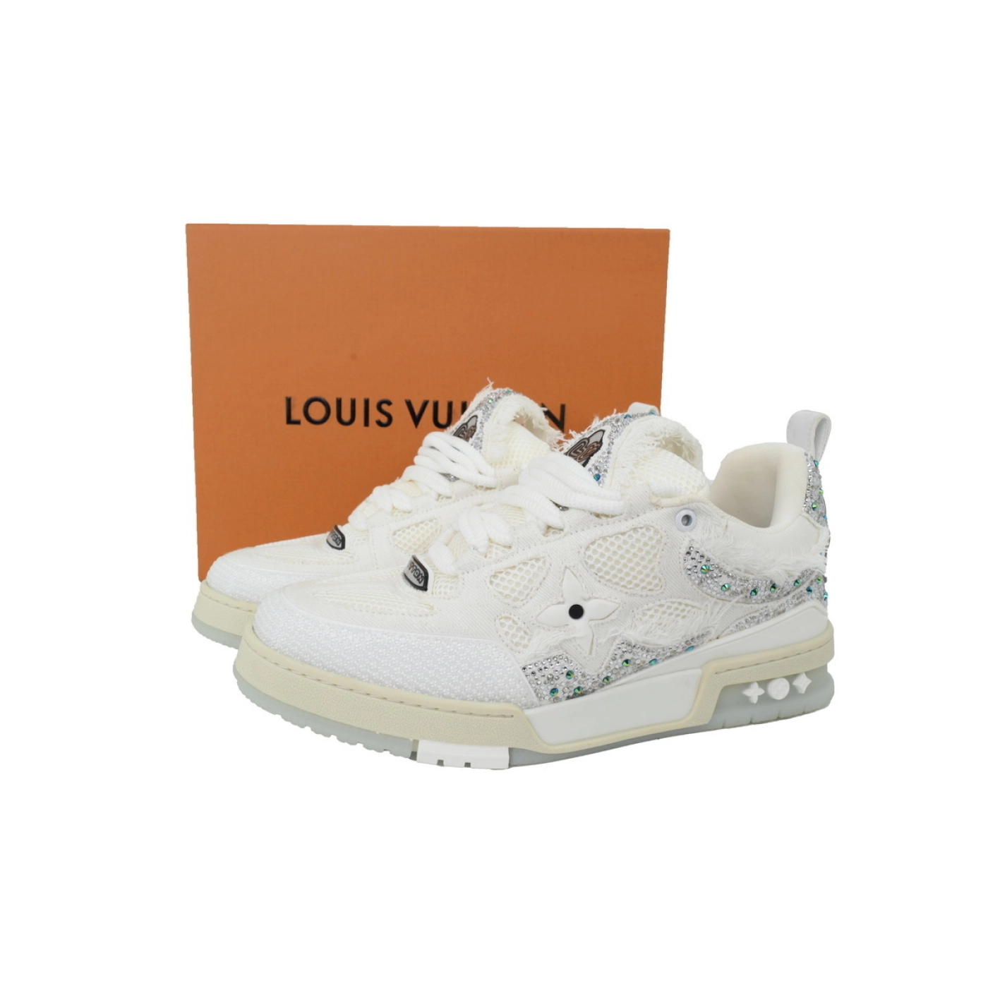 Louis Vuitton LV Skate Sneaker Silver White Diamond