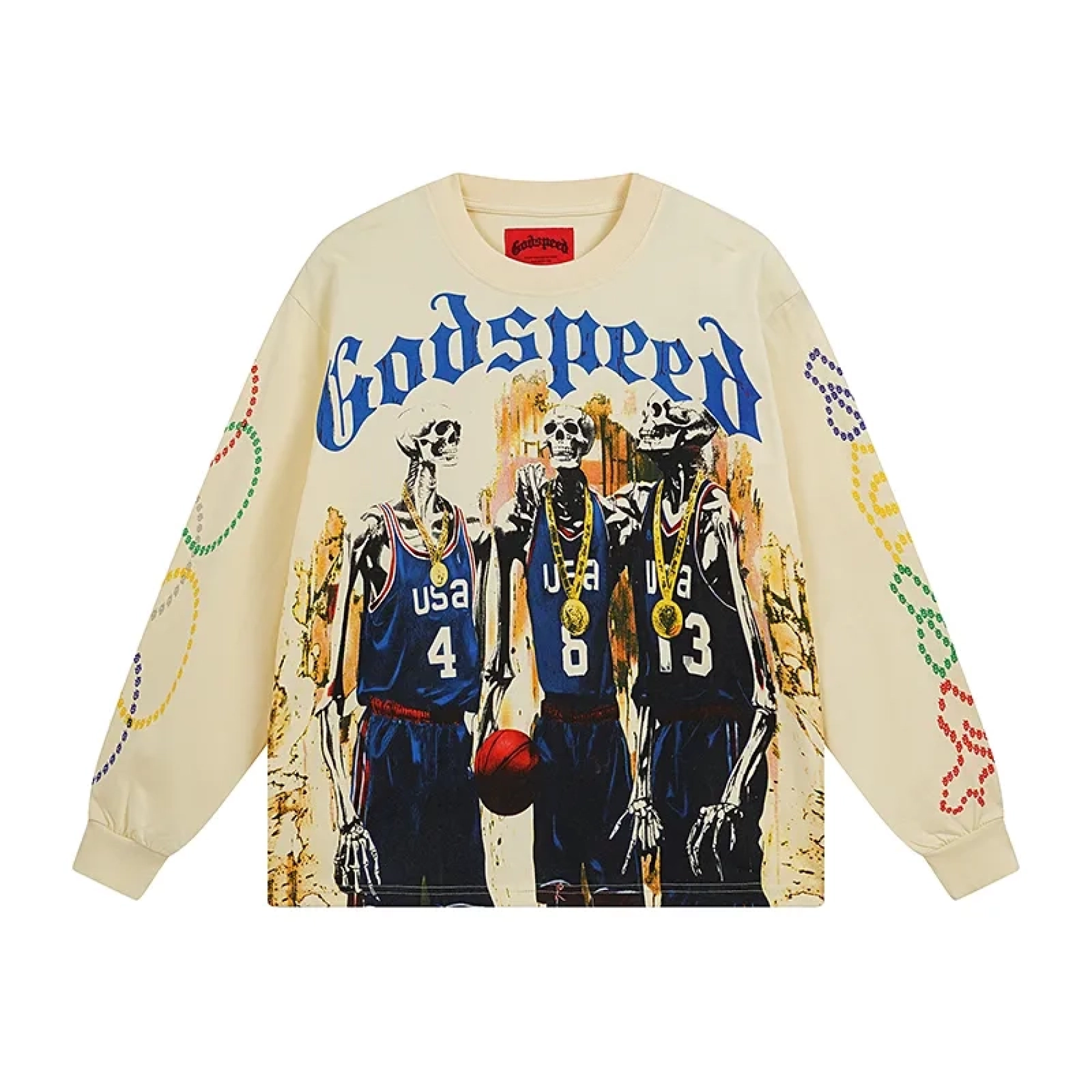 Godspeed Dream Team Long Sleeve T-shirt Apricot+Purple Brand Fashion Men Jeans