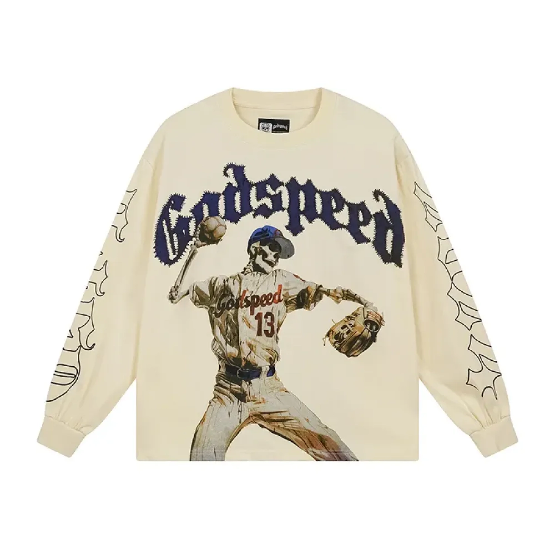 Godspeed Strike Out Long Sleeve T-shirt Bone + Ksubi Jeans 3018
