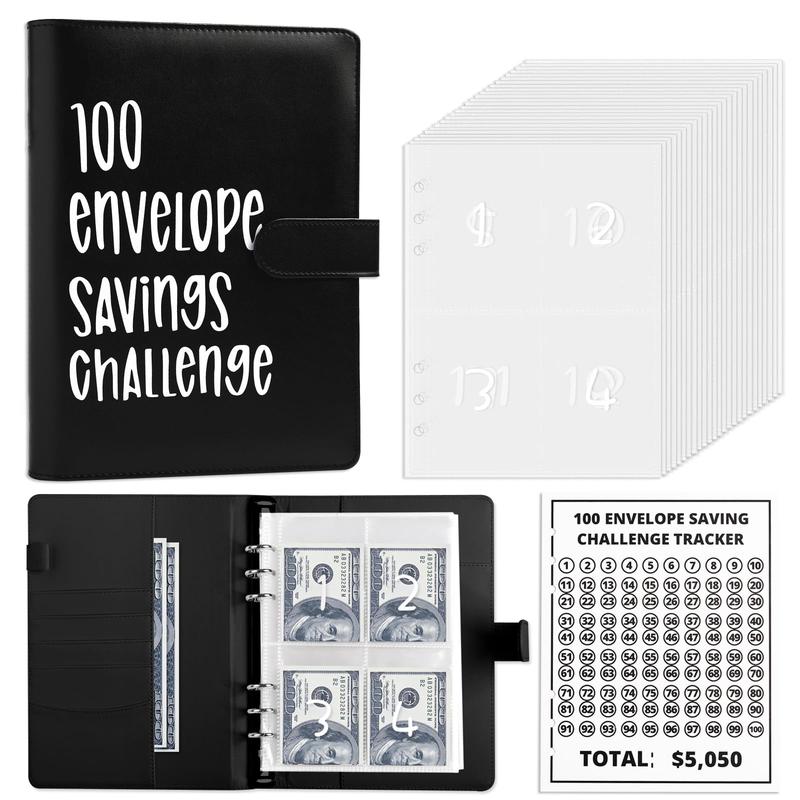 100 Envelopes Money Saving Challenge - A5 Money Saver Budget Binder Book with Cash Envelopes and Numbers,