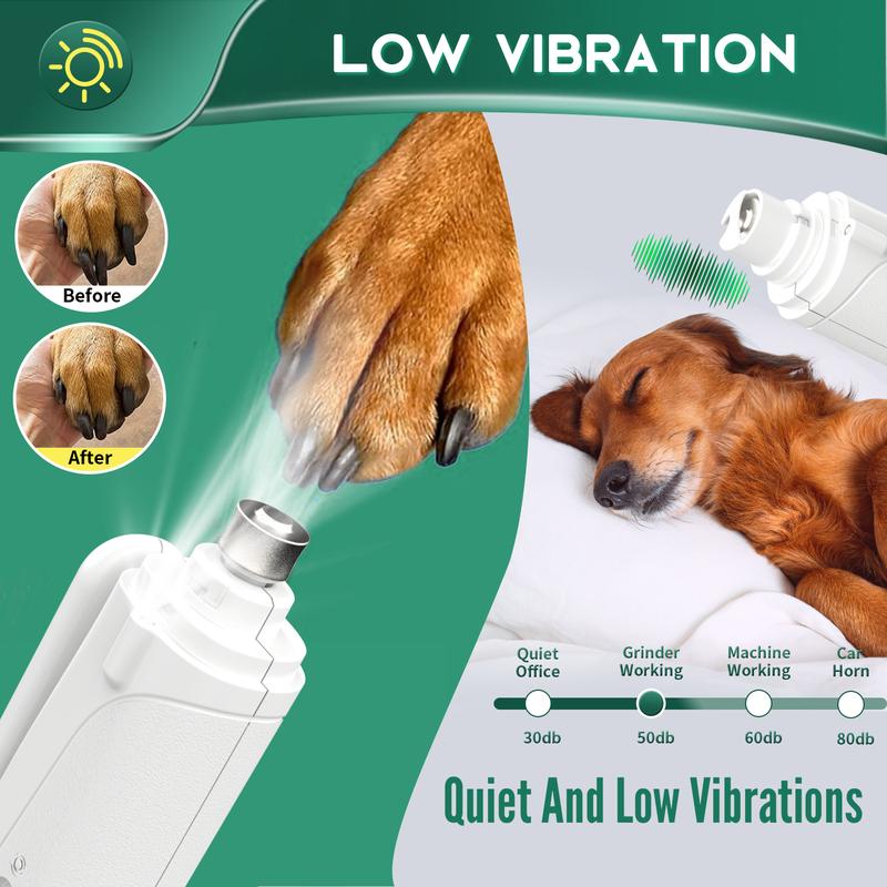 2-in-1 pet nail polisher, rechargeable, suitable for trimming toes and claws of dogs and cats of all sizes