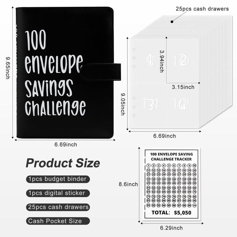100 Envelopes Money Saving Challenge - A5 Money Saver Budget Binder Book with Cash Envelopes and Numbers,