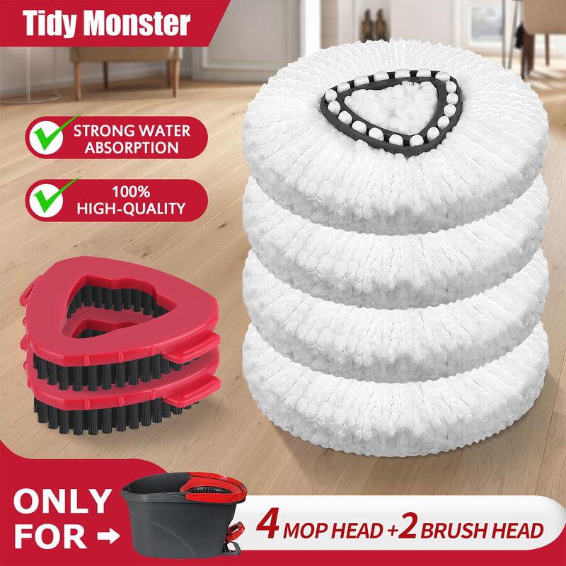 For O-Cedar EasyWring Microfiber Mop Refills 1 Tank System Spin Mop Head Set Pack Head & Scrub Brush Refill For o ceda Mop Scrubbing Deep Cleaning