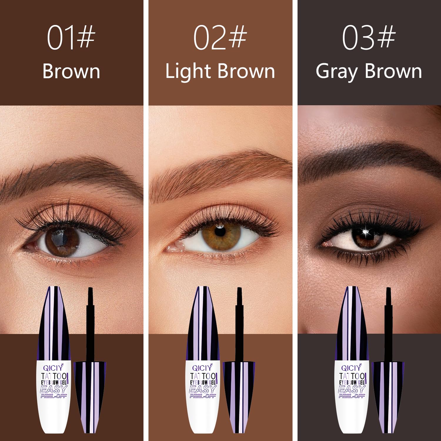 QICIY New Tattoo Eyebrow Gel Easy Peel Off,Transfer-proof Eyebrow Dye for All Skin Types