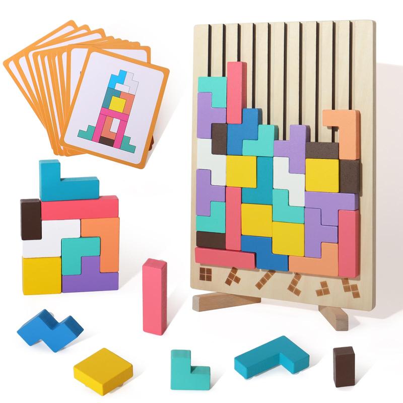 Wooden Stacking Puzzle Toy (1 Set), Educational Stacking Game, Montessori Children's Educational Gift