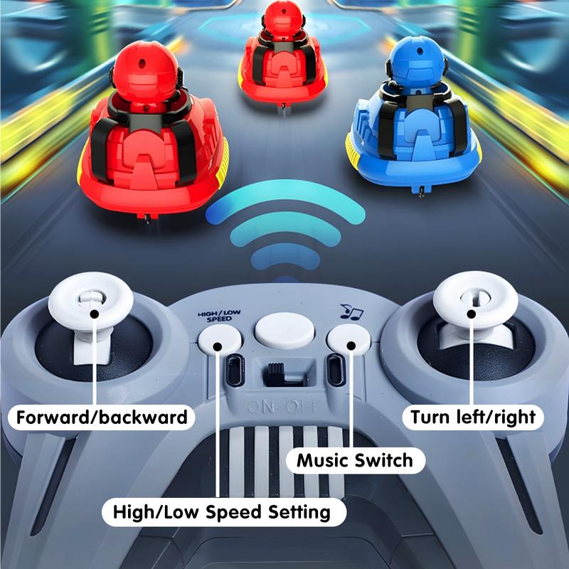 Remote Control Bumper Cars for Kids, 2 Pack RC Car Toys Switchable Speeds with Music & Lights,