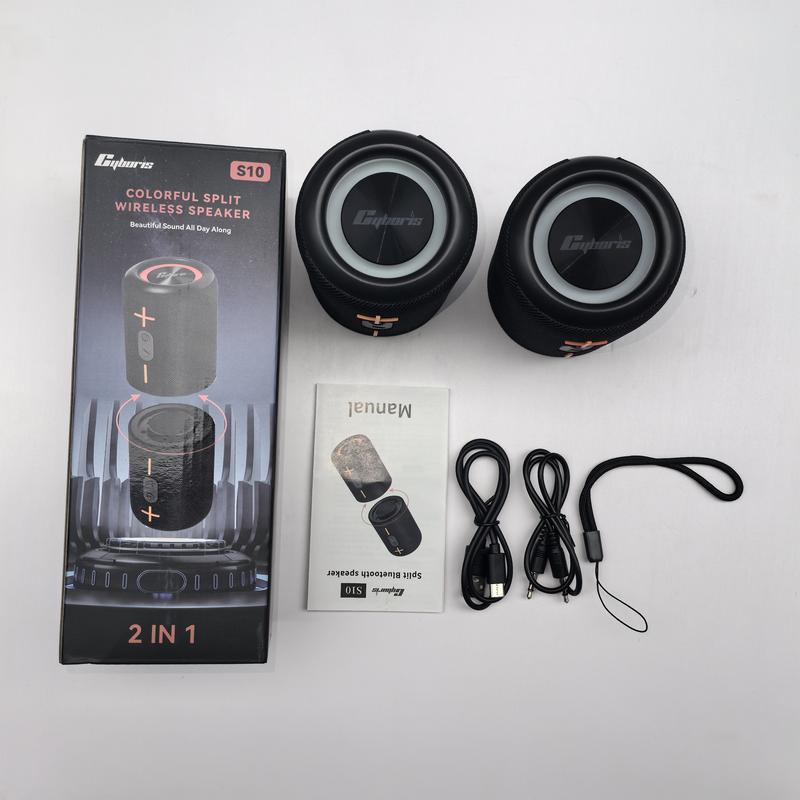 Cyboris springtok S10 2 in 1 Portable Split Bluetooth speaker Portable subwoofer, 20W High Volume Stereo, IPX6 Waterproof,