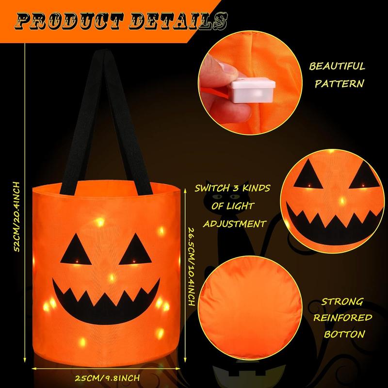 3 Pcs LED Light Halloween ,Pumpkin Bucket .