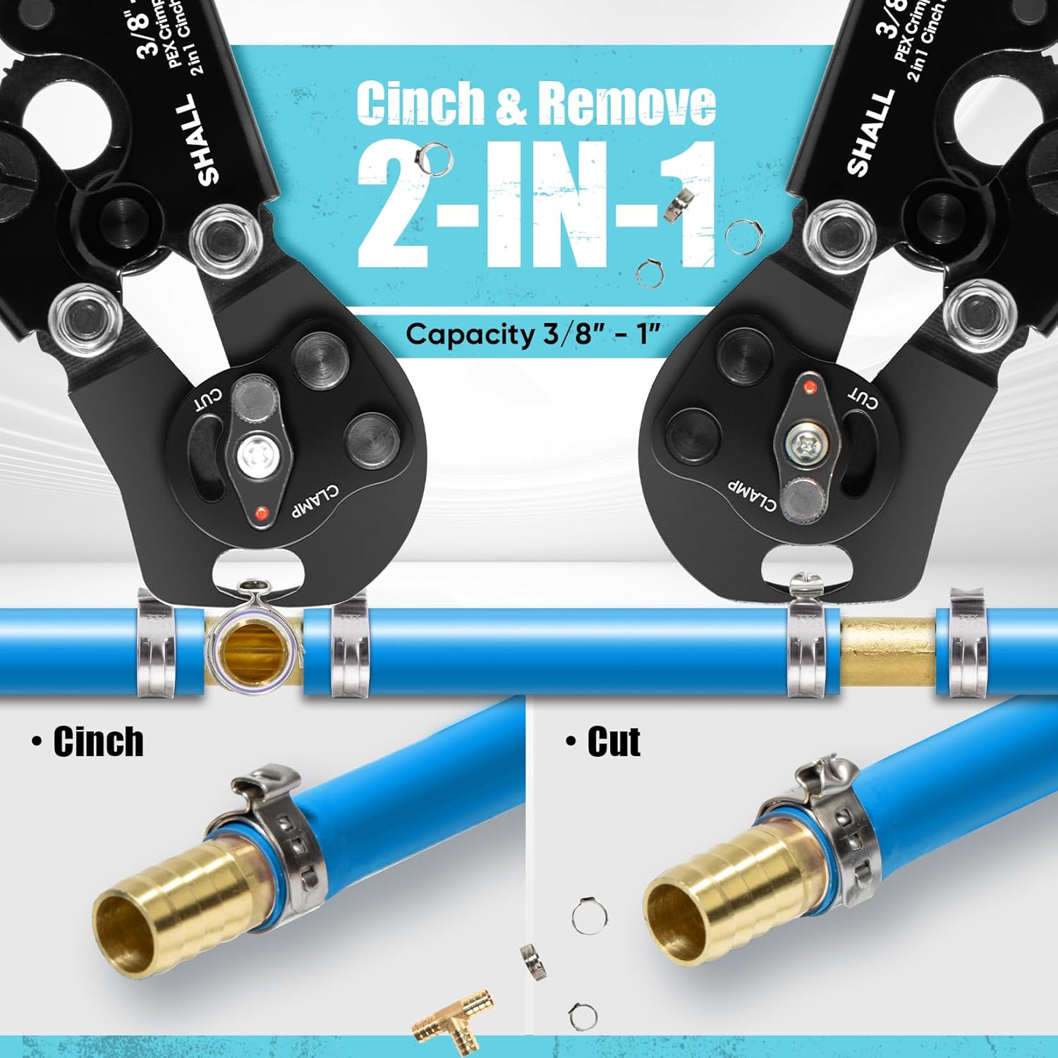 2 IN 1 Pex Crimping Tool Pliers Cinch and Remove Combo Function
