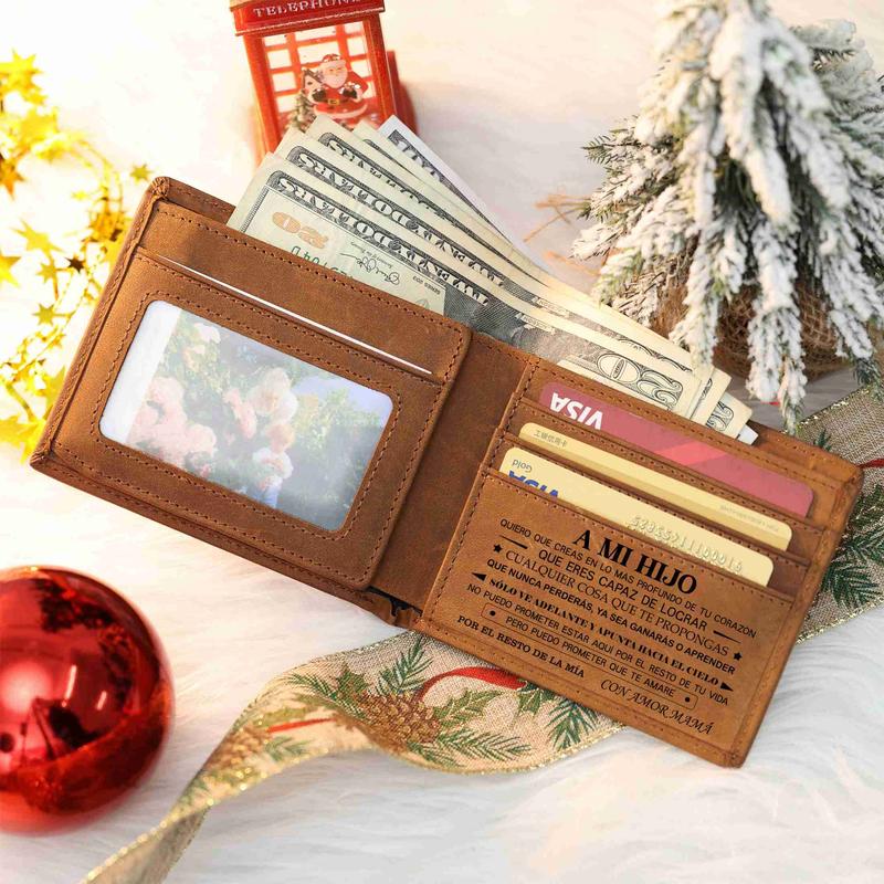 Christmas 2024-Wallet-Engraved，Wallet for Son From Mom & Dad-