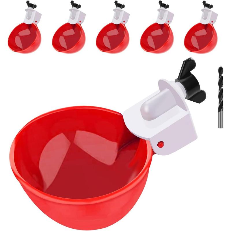 6 Packs Chicken Watering Cups, with Mounting Hole Opener