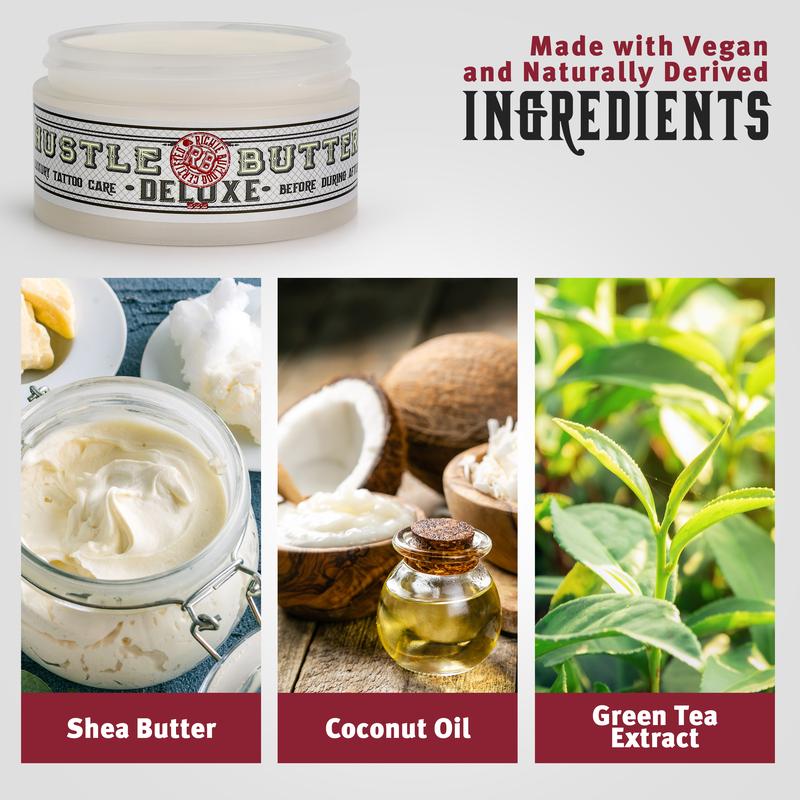 Hustle Butter 5oz Tattoo Balm For New & Older Tattoos - Safe While Healing - Moisturizes and Rejuvenates Tattoo Aftercare