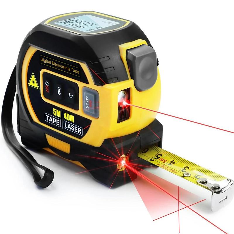 2 in 1 Digital Laser Tape Measure, LCD Display & Self-locking Device, Accurate Measurement Tool,
