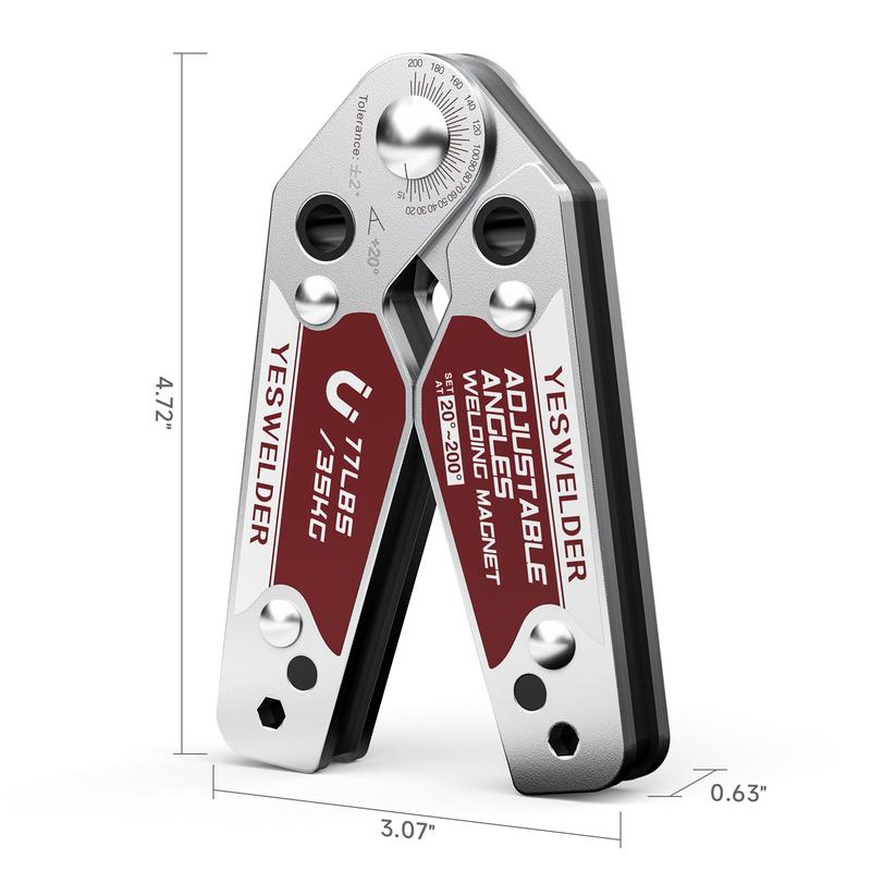 YESWELDER Adjustable Angle Welding Magnet, 20-200° Magnetic Welding Holder of 77LBs Holding Power Welding Accessory