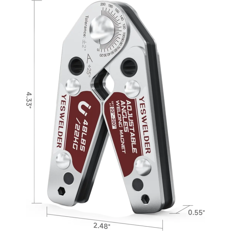 YESWELDER Adjustable Angle Welding Magnet, 20-200° Magnetic Welding Holder of 77LBs Holding Power Welding Accessory