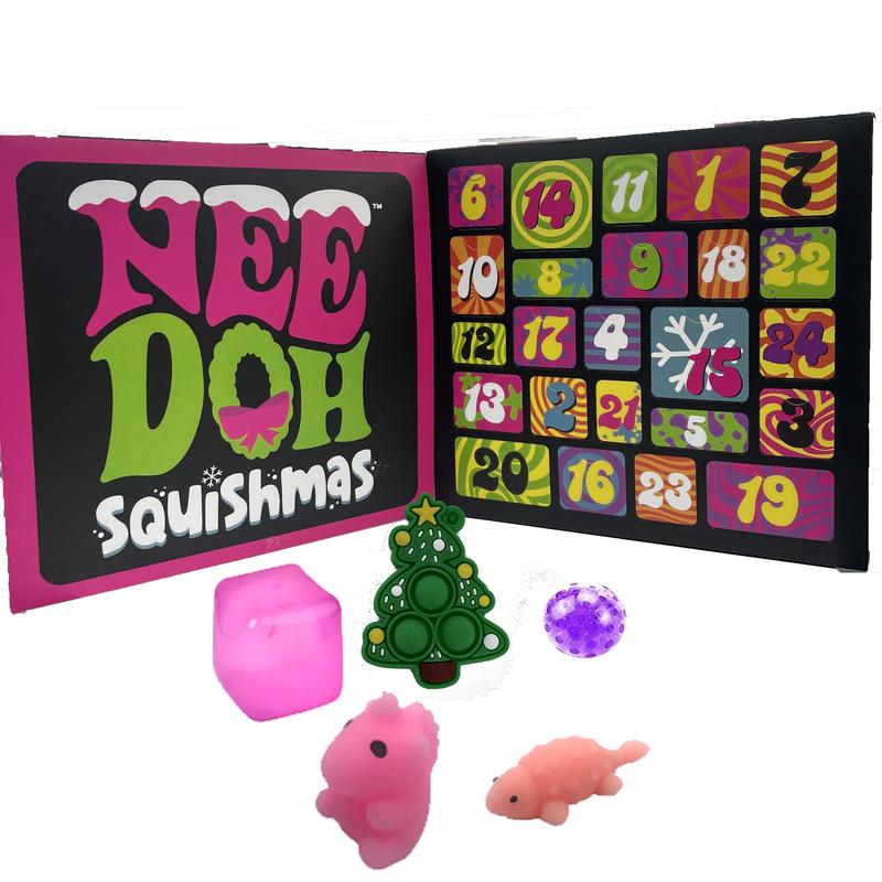 Schylling NeeDoh Squishmas AdventCalendar -24 Mini Squeeze Toys forStress Relief - Holiday CountdownFun for Kids & Adults