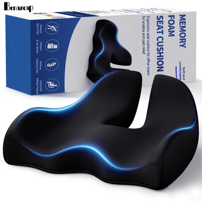 Benazcap Ergonomic Memory Foam Seat Cushion for Office,