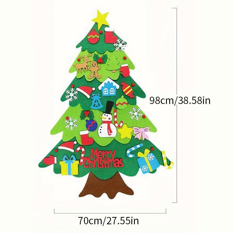 Felt Christmas Tree with Detachable Ornaments, 1 Set Hanging Xmas Tree Kit,