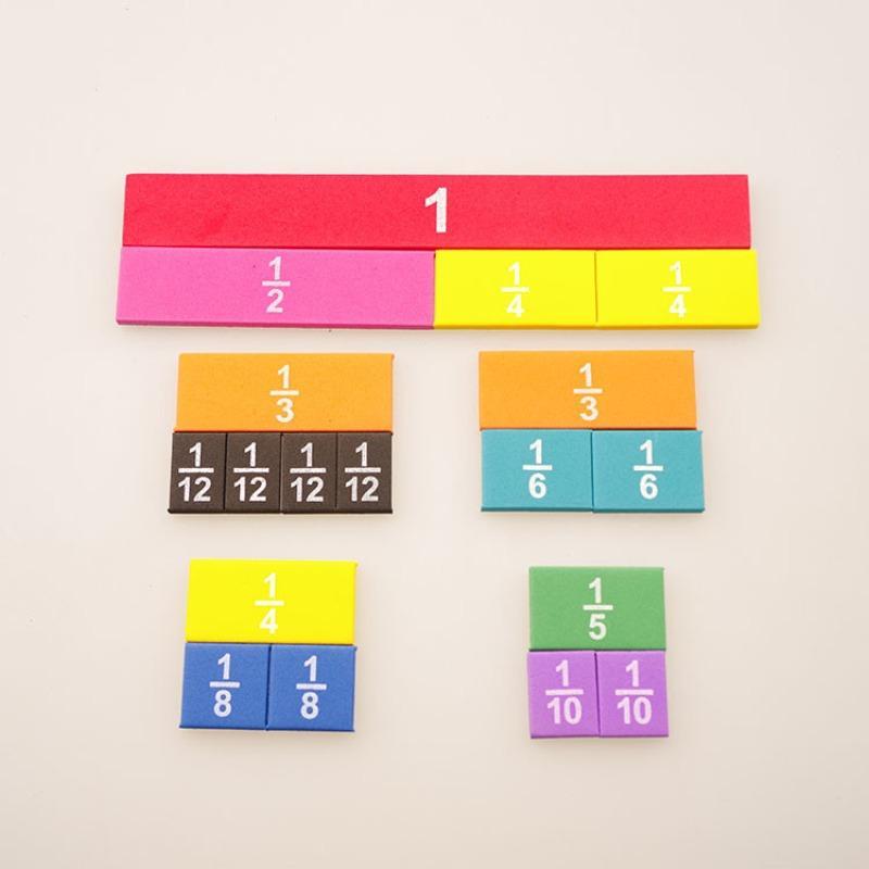 9pcs Math Teaching Fraction Strips, Fraction Problem Demonstrator, Addition Subtraction Fraction Pieces For Student Use
