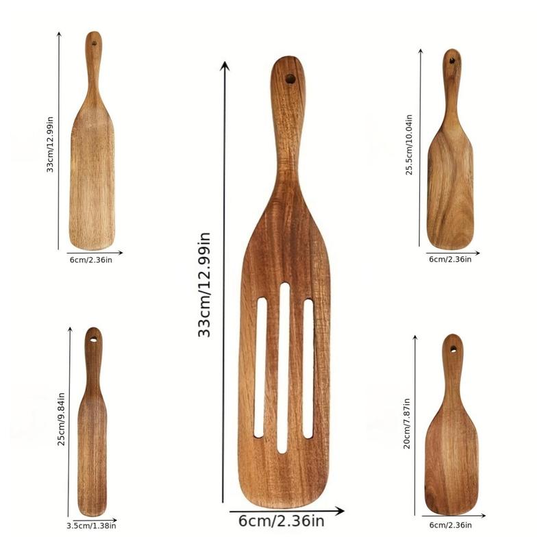 Wooden Spatula Set, Durable Wooden Stir-fry Spatulas,