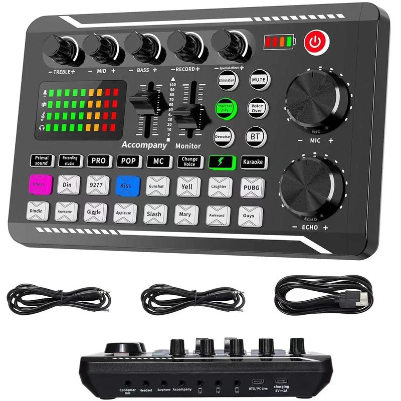 Live Sound Card with DJ Mixer Effects & Voice Changer, Multi-Application Podcast Production Studio Equipment, Sound Card for Streaming Podcasting Gaming