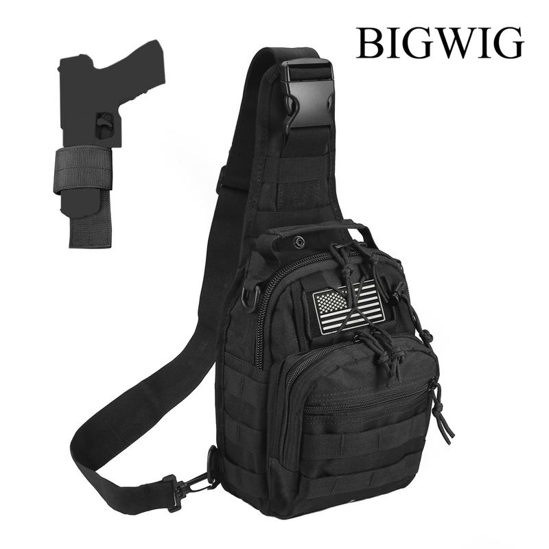 Tactical Shoulder Sling Bag Small Outdoor Chest Pack Backpack(Bring a Velcro national flag.)