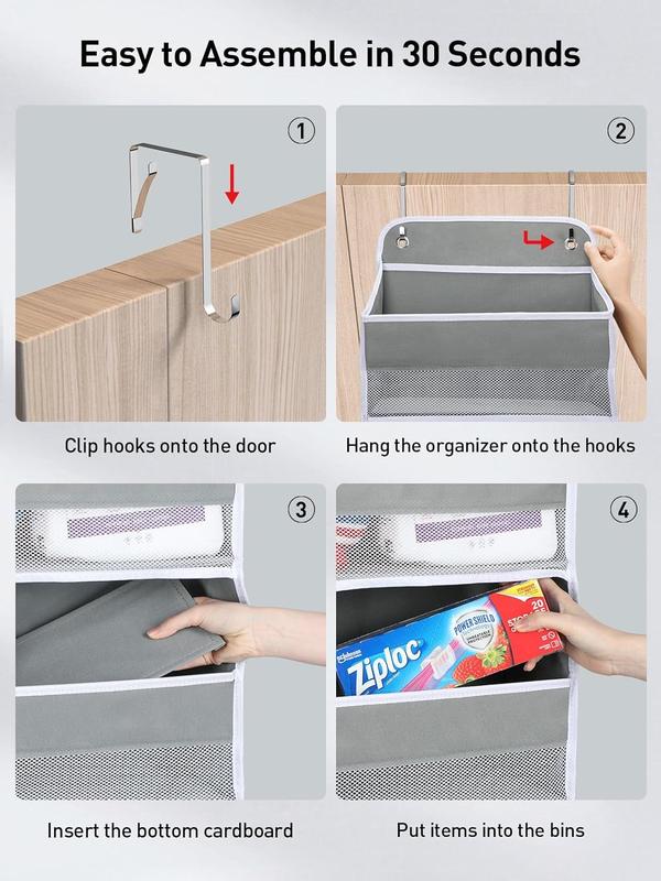 Over Door Organizer with 5 Storage Bins 10 Side Pockets,