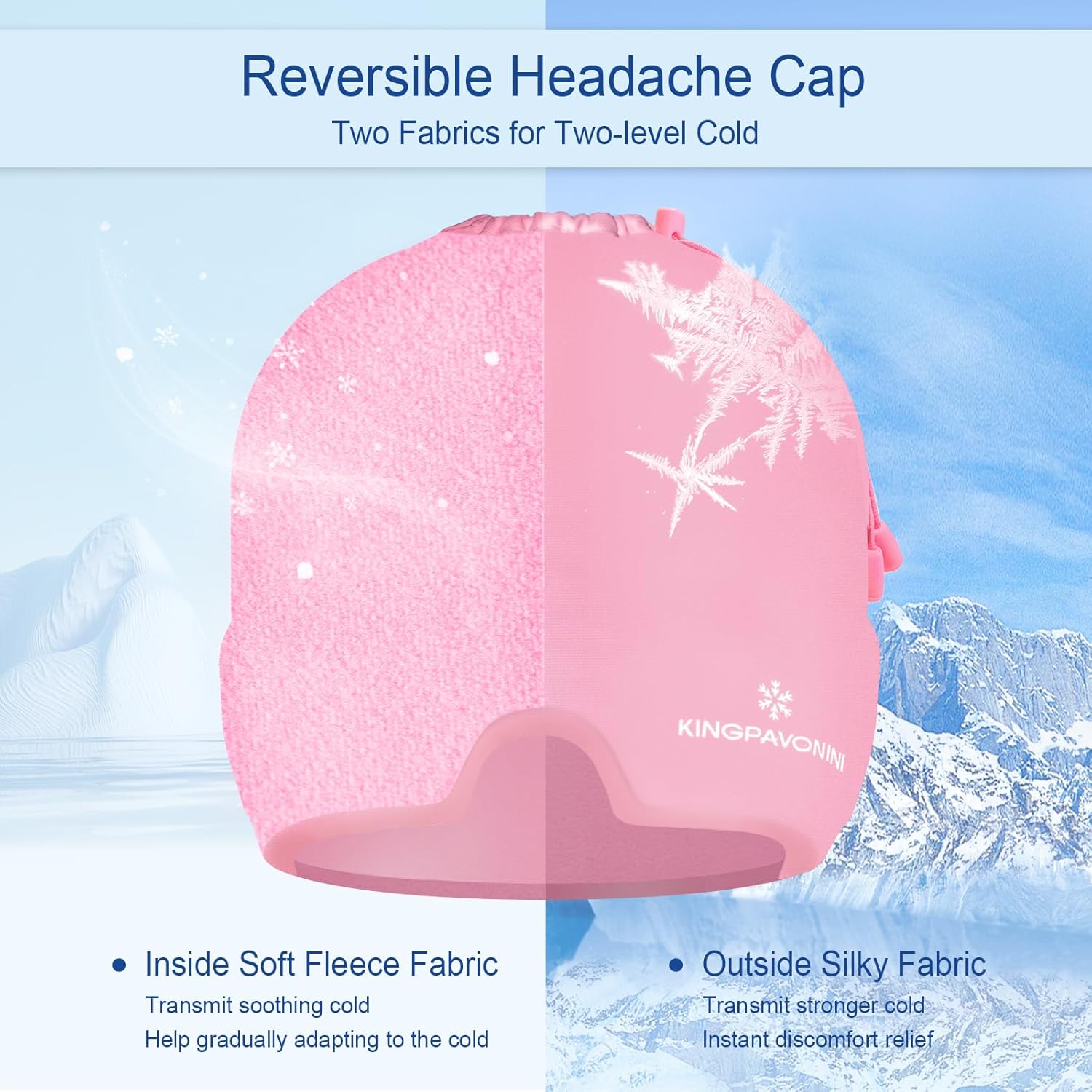 Adjustable Headache Cap Migraine with Drawstring Fits All Heads, Cold Compression Migraine Relief Cap for Tension, Stress, Sinus, Puffy Eyes, Hot/Cold Therapy