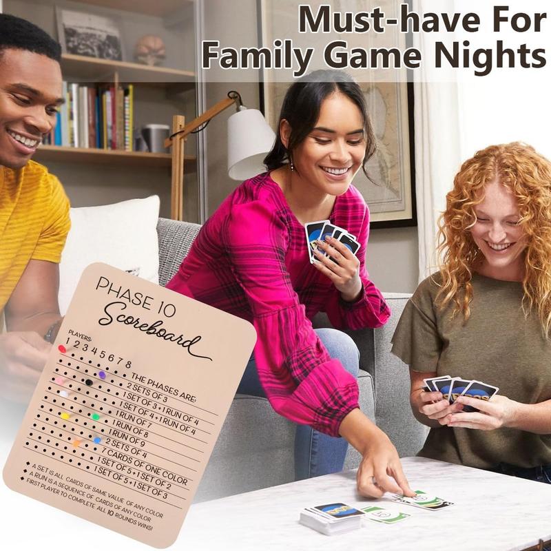 1 Set Wooden Phase Scoreboard with 8 Colored Pegs, Fun Table Board Card Game Accessories for Party Family Game Night