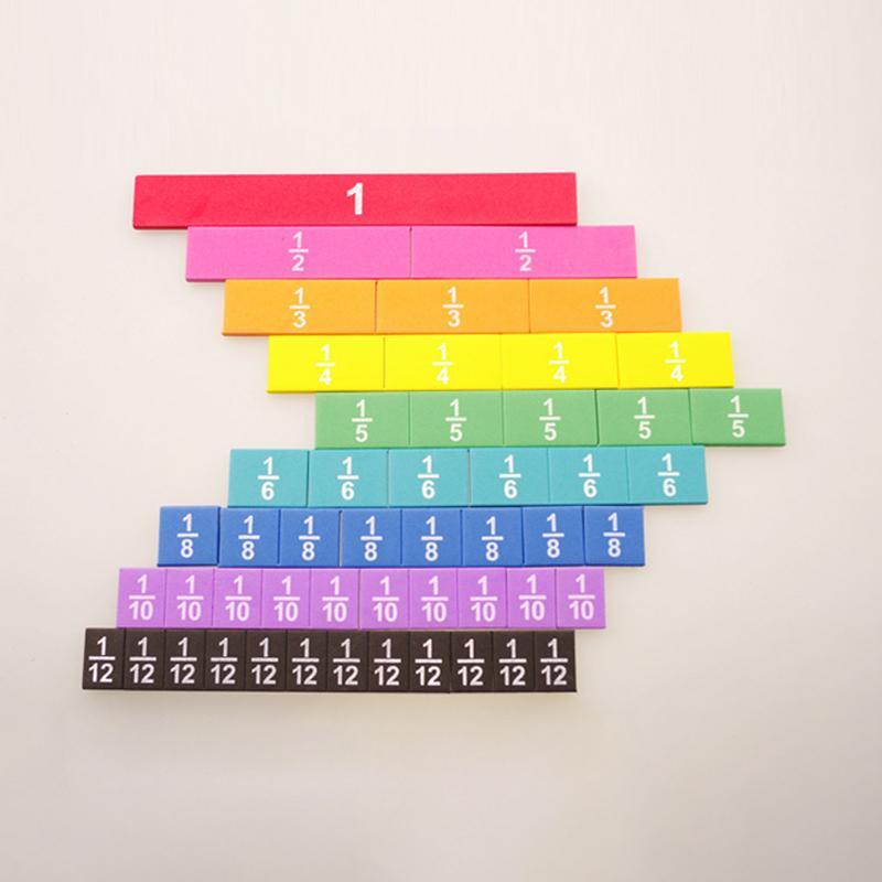 9pcs Math Teaching Fraction Strips, Fraction Problem Demonstrator, Addition Subtraction Fraction Pieces For Student Use
