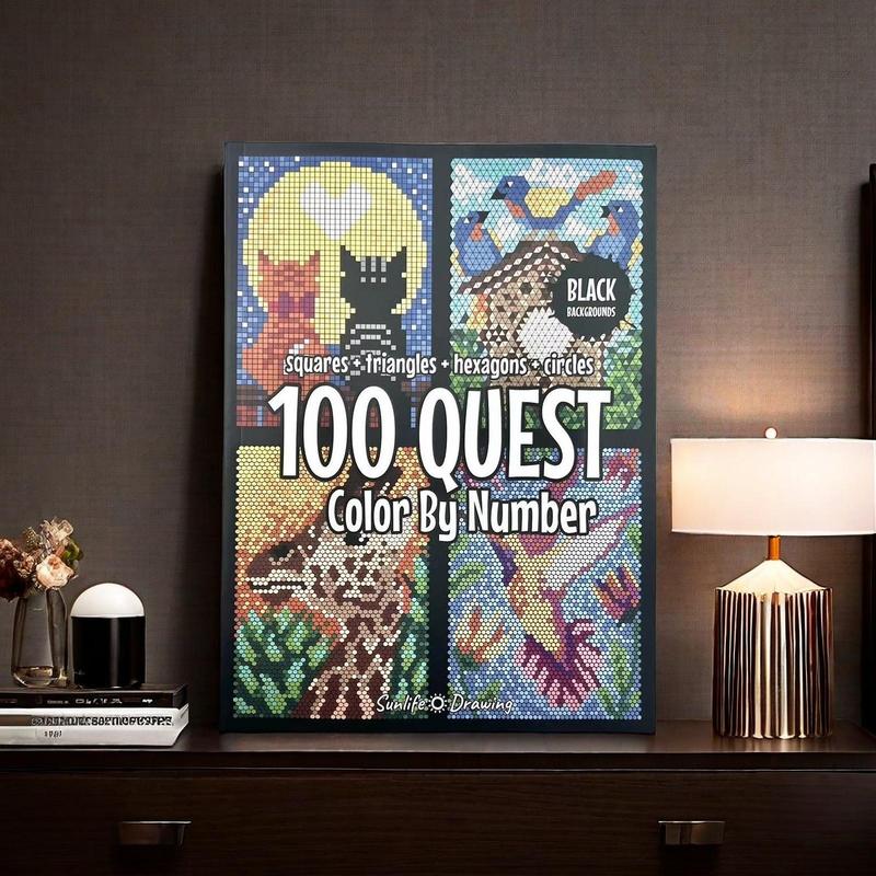 100 Quest Color By Number, 1 Count Challenging Number Puzzles Activity Book by Squares, Triangles, Hexagons and Circles