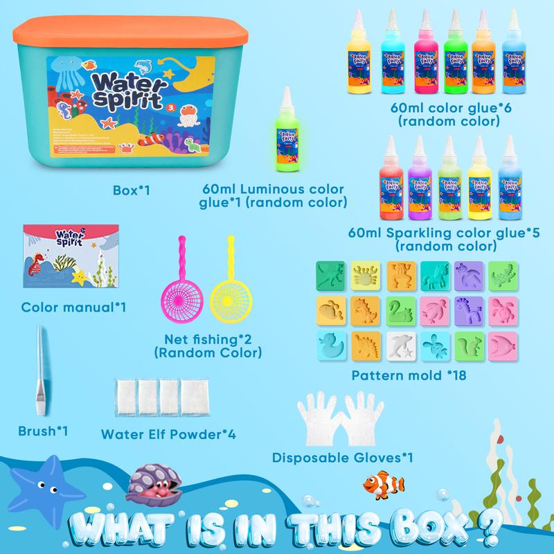 Creative Magic Water Toy Creation kit, with 18 Shape Molds, Children's DIY Aqua Fairy Marine Life(12 Colors)