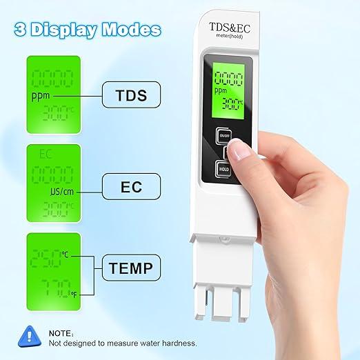 2025 All-New 4 in 1 Tds Meter Digital Water Tester - Accurate and Reliable TDS EC & Temperature(°C,°F) Meter - 0-9990ppm - Professional Testing for Drinking Water, RO/DI System, Aquariums, Pool, etc.