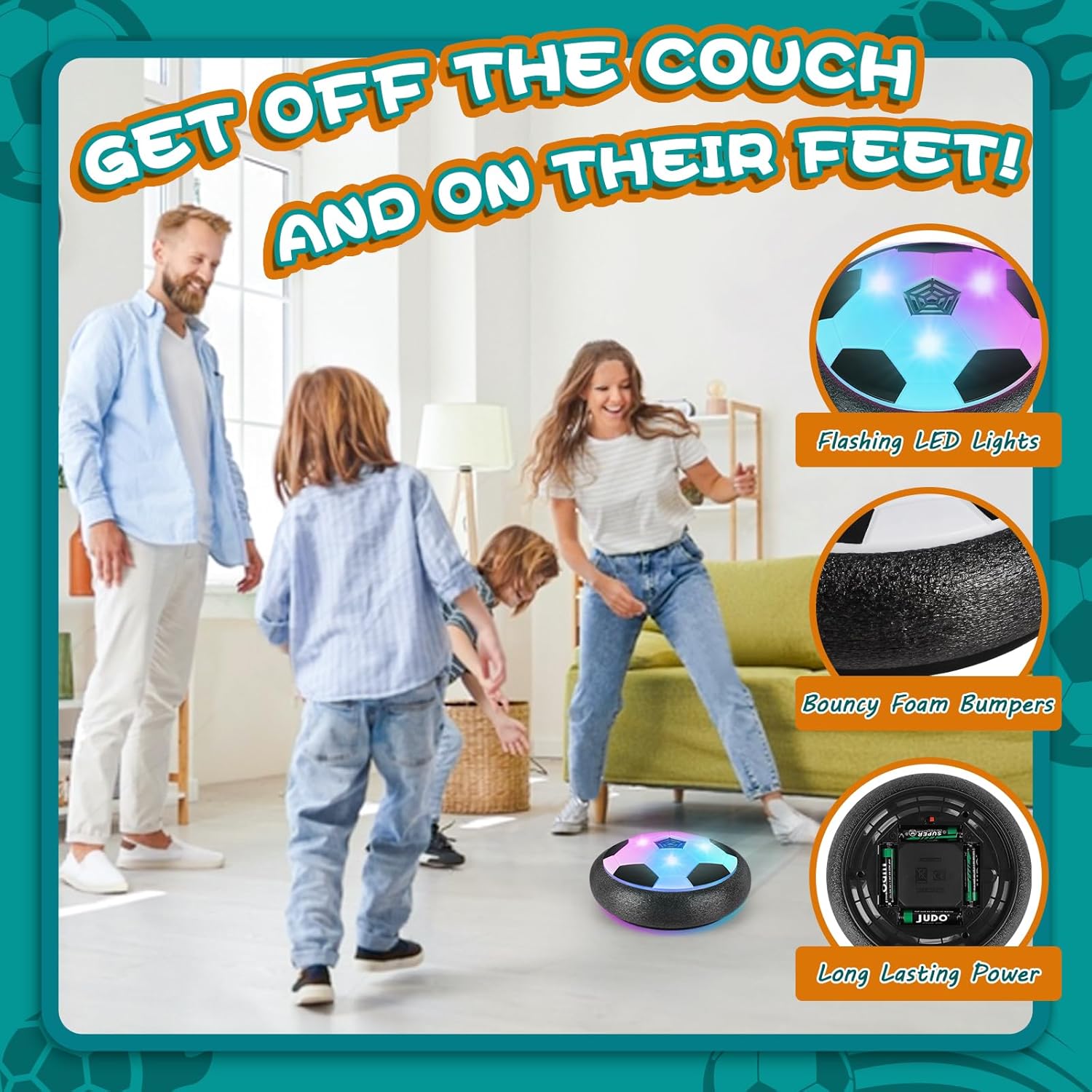 Indoor Hover Soccer Ball Game - LED Light Up Floating Ball for Kids, Perfect Birthday Present for Ages 3-12
