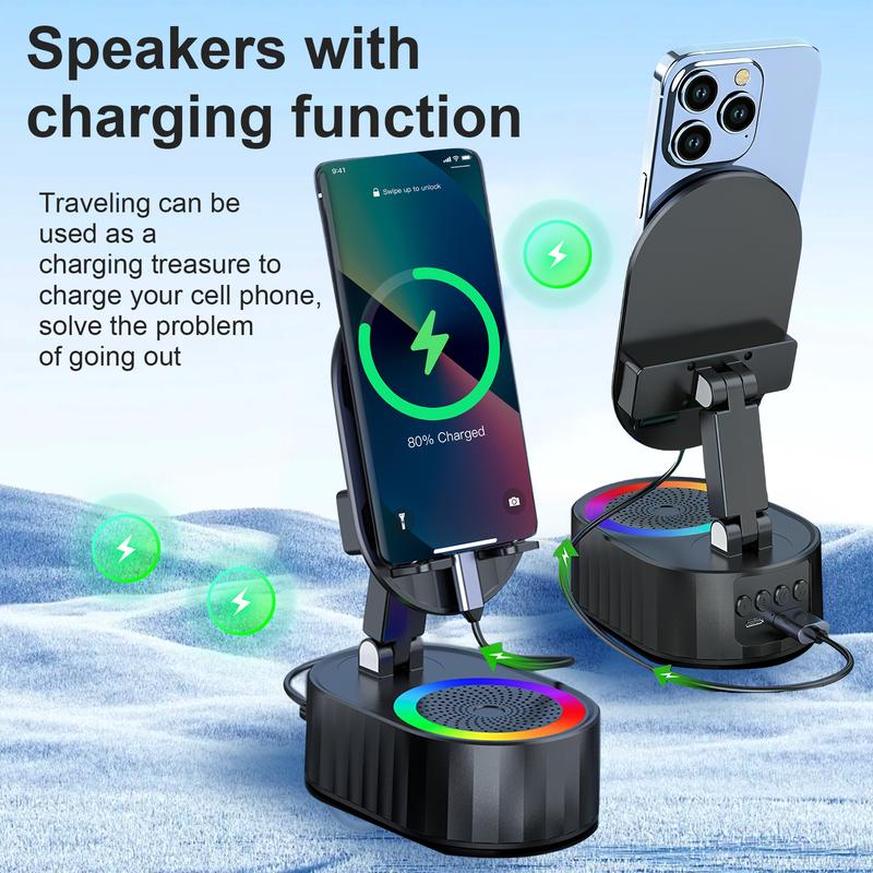 AKLLCCR Wireless Induction Audio Bluetooth Speaker 5in1 Phone Holder Emergency Rechargeable (3000mAh)