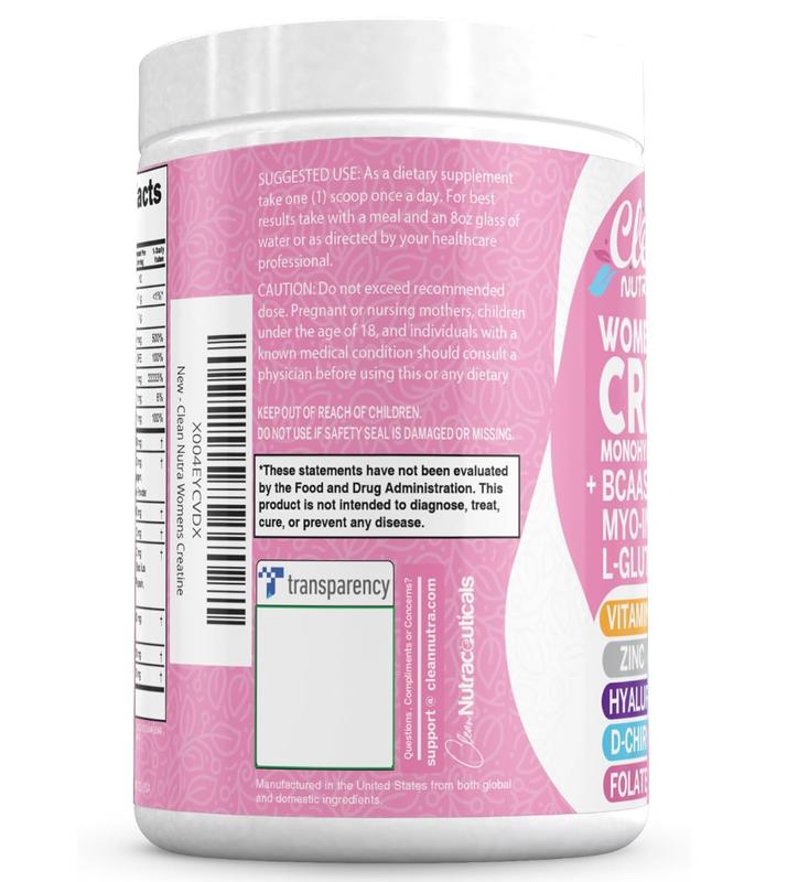 Creatine for Women | Creatine Monohydrate + BCAA Powder Myo-Inositol Collagen Biotin Hyaluronic Acid Folate L Glutamine Vitamin D3 Iron Zinc D-Chiro