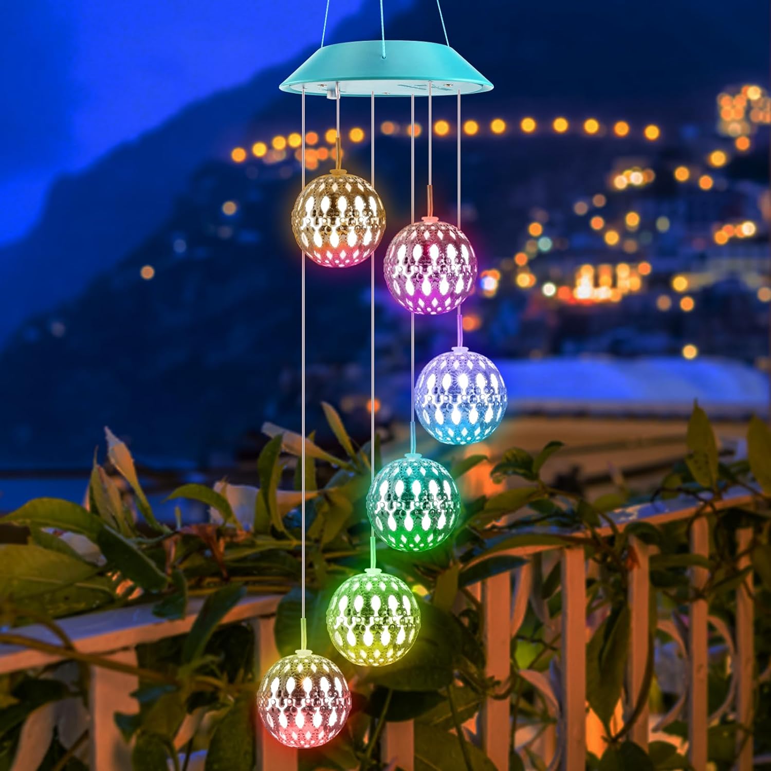 Color Changing Solar Wind Chimes for Outside,