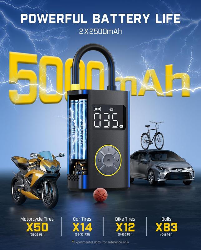 Portable Tire Inflator - Smart ON/OFF Hose Design
