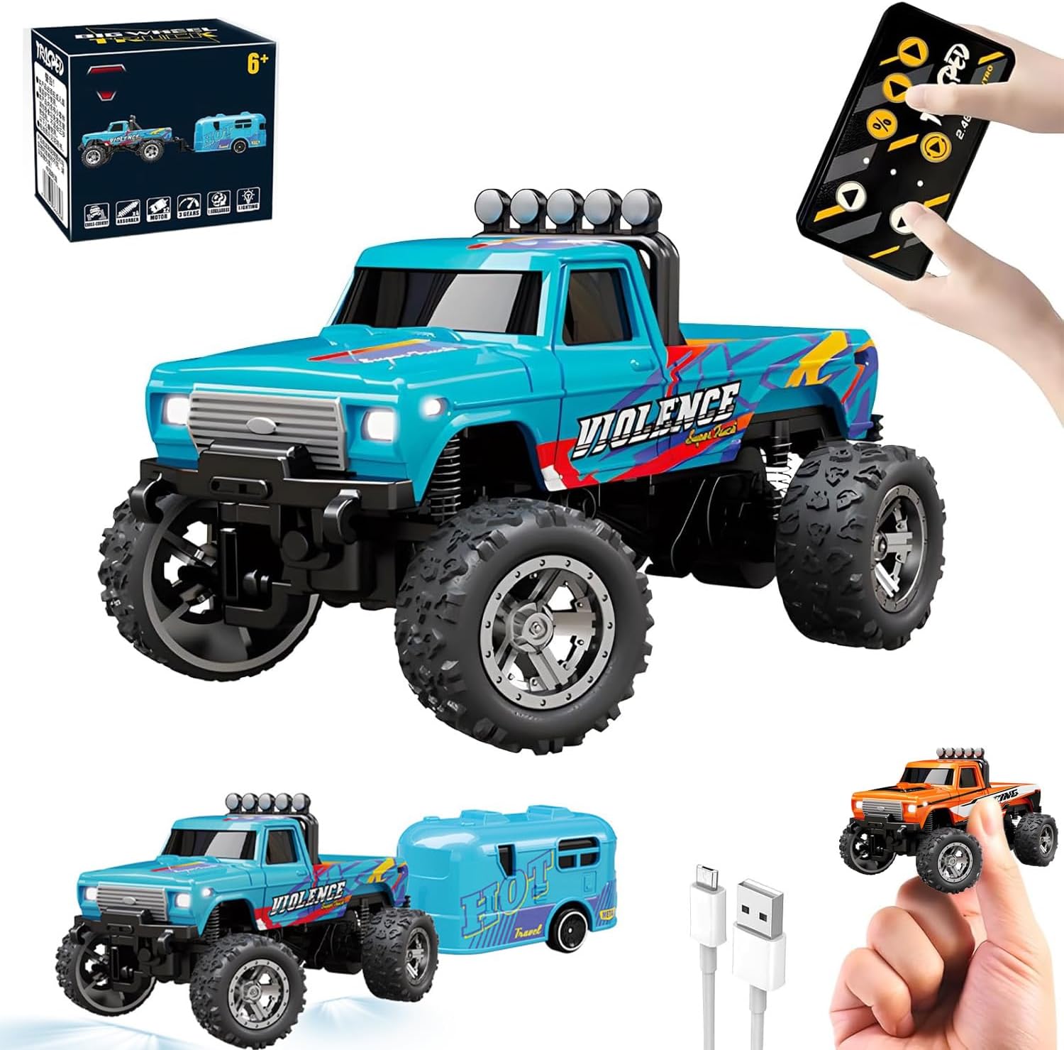 2.4GHz Remote Control All-Terrain Vehicle, 3-Speed Adjustable, USB-C Rechargeable,