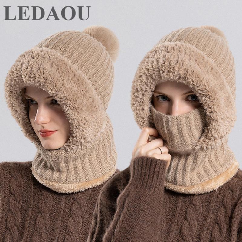 Women's Knitted Hat In Autumn And Winter, 3 in 1 Cold Resistant Hat, Thickened With Fleece,