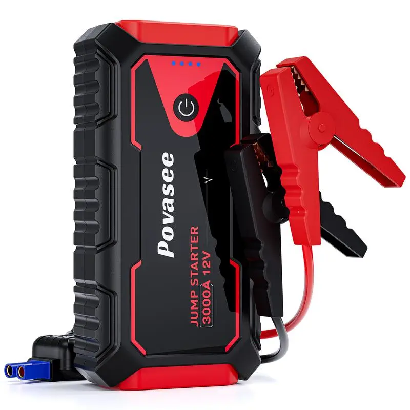 Povasee Jump Starter 3000A Battery Jumper 12V Battery Jump Starter up to 10L Gas or 8L Diesel Engine with Power Bank/LED Light Car Accessories for Vehicle